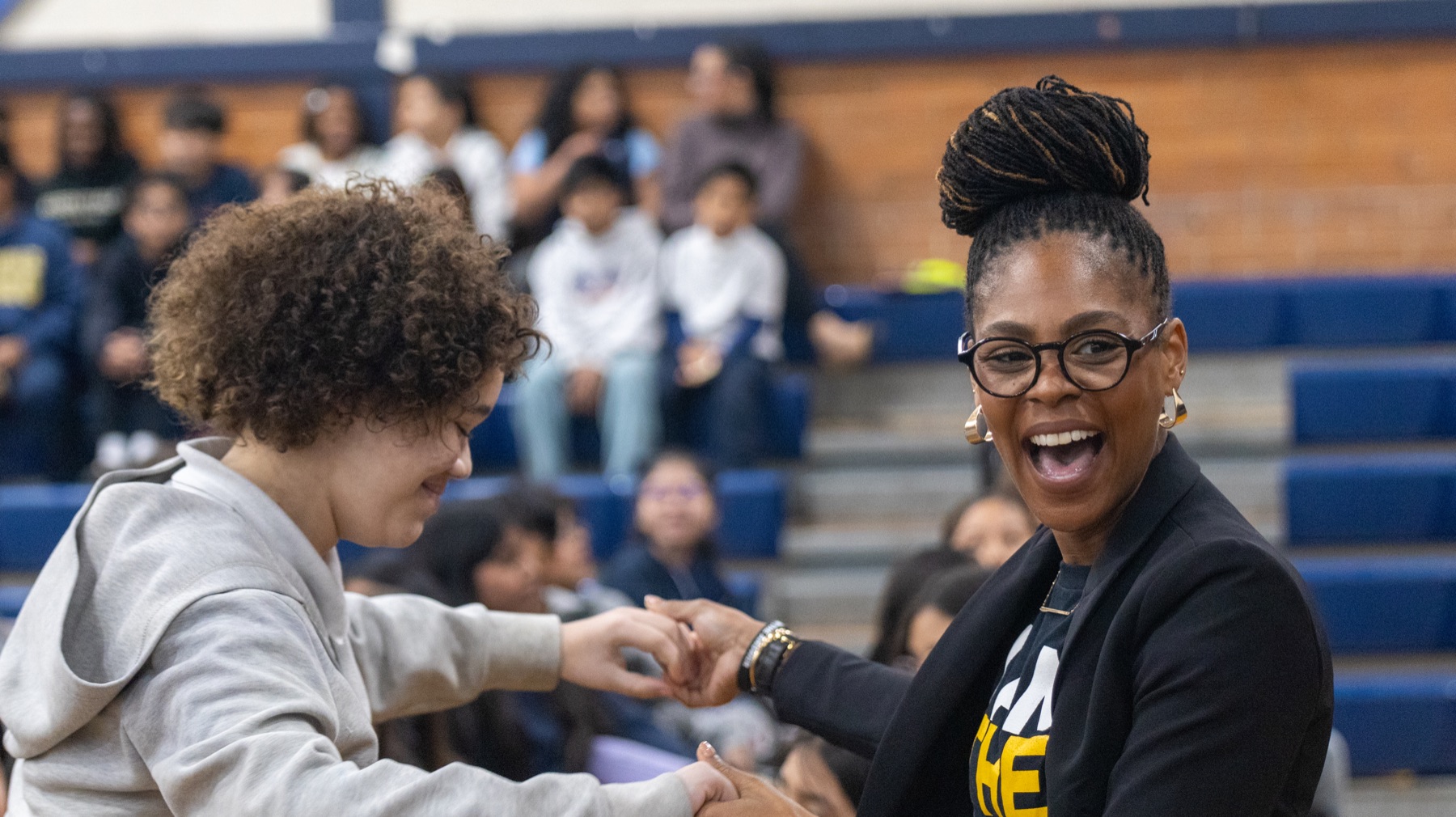 Dr. Joyce with educators and students